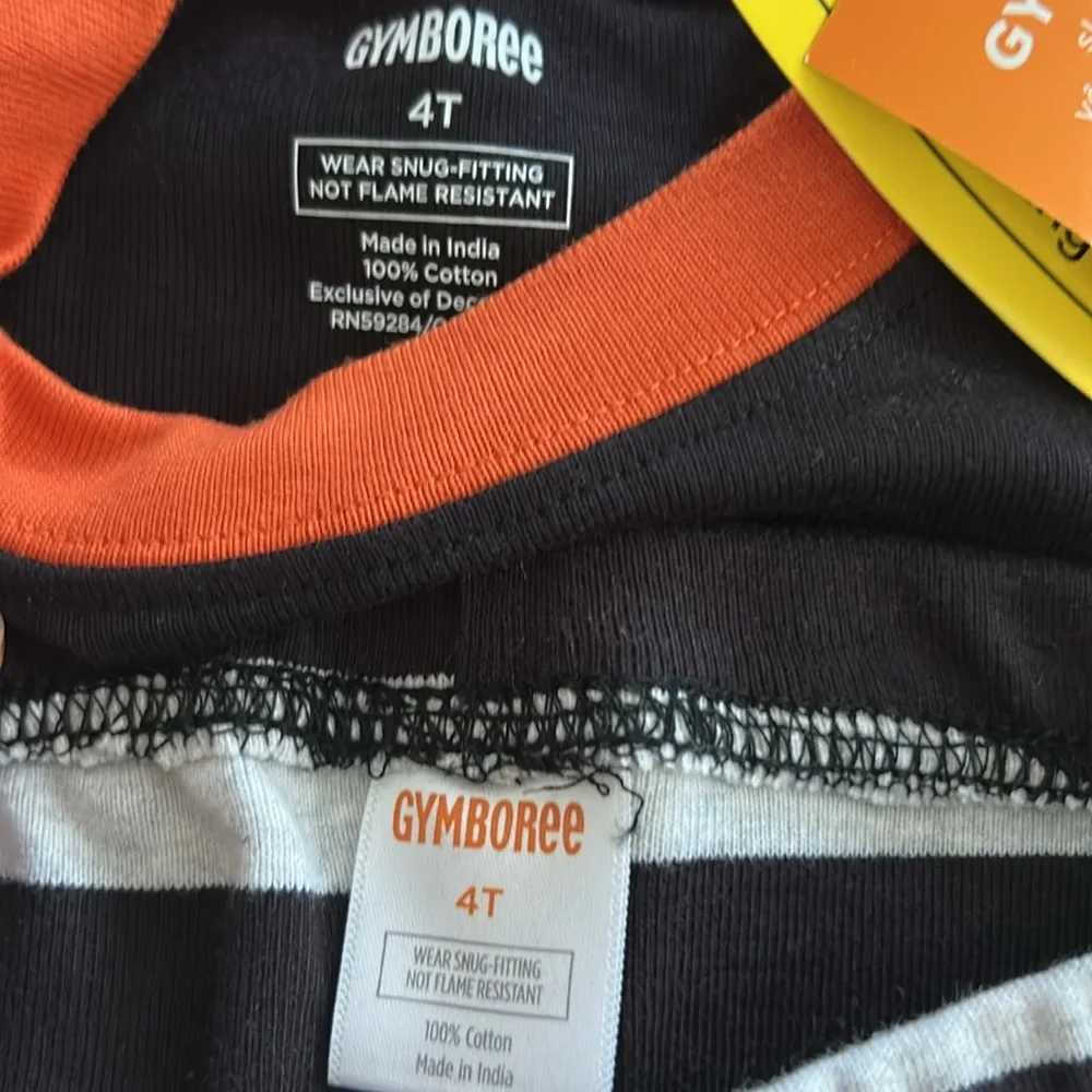 GYMBOREE Halloween Embroidered Skeleton Rib cage Spider Bat 2Piece Pajama 4T NWT